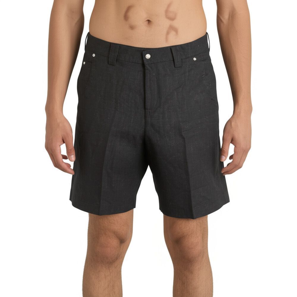 Khaisilk Shorts Black Linen Casual Solid Preppy Mens S NWT